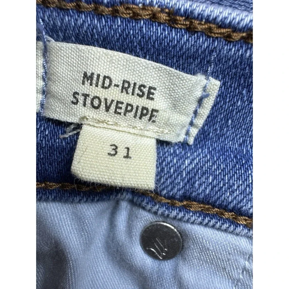 Madewell Women’s MID Rise Stovepipe Blue Jeans Size 31 Light Wash
